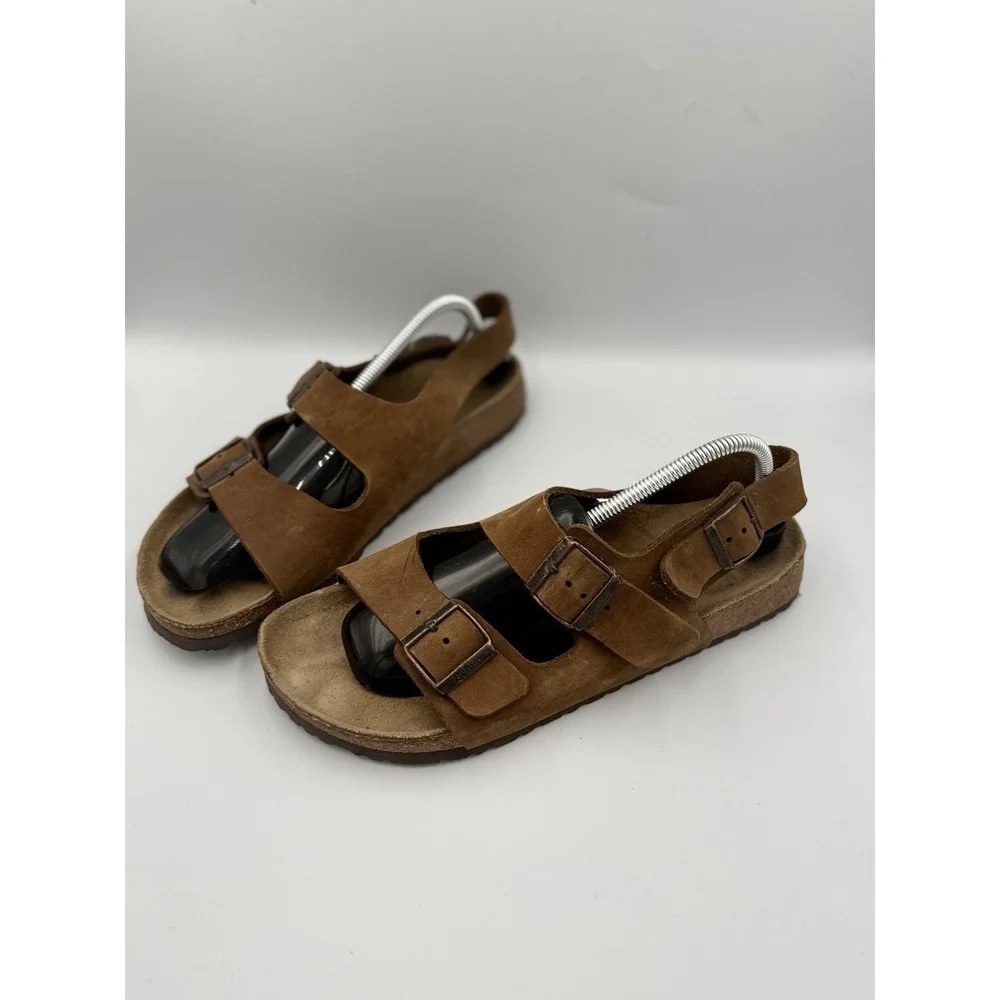 Betula Birkenstock 285 Double Strap Sandals EU 44 9.5 M11 Dark Brown Backstrap